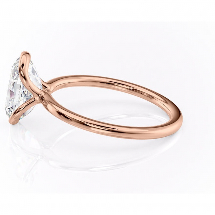 Inel de logodnă Alouette din aur Rose 14kt cu moissanite tăietură ovală – Solitar rafinată pentru profil mediu | Personalizează și configurează gratuit online [6]