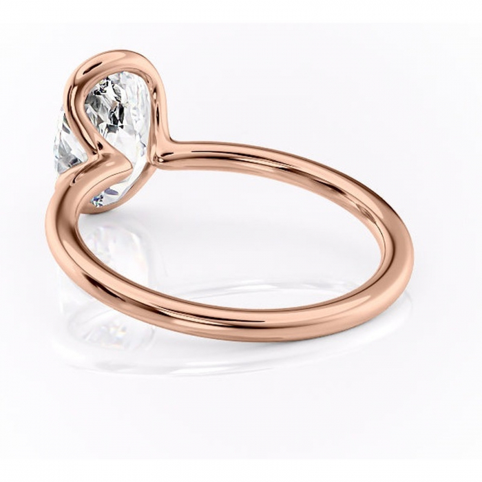 Inel de logodnă Alouette din aur Rose 14kt cu moissanite tăietură ovală – Solitar rafinată pentru profil mediu | Personalizează și configurează gratuit online [4]