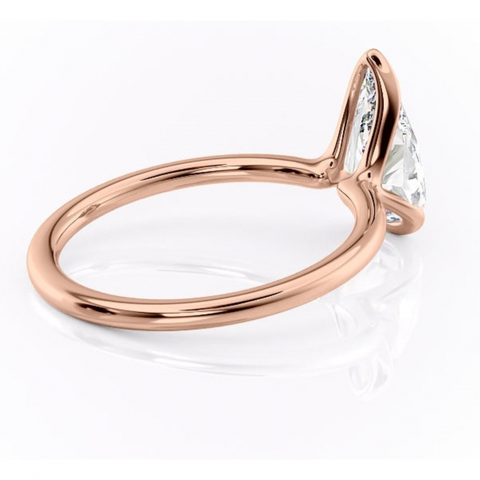 Inel de logodnă Alouette din aur Rose 14kt cu moissanite tăietură pară – Solitar rafinată pentru profil mediu | Personalizează și configurează gratuit online [3]