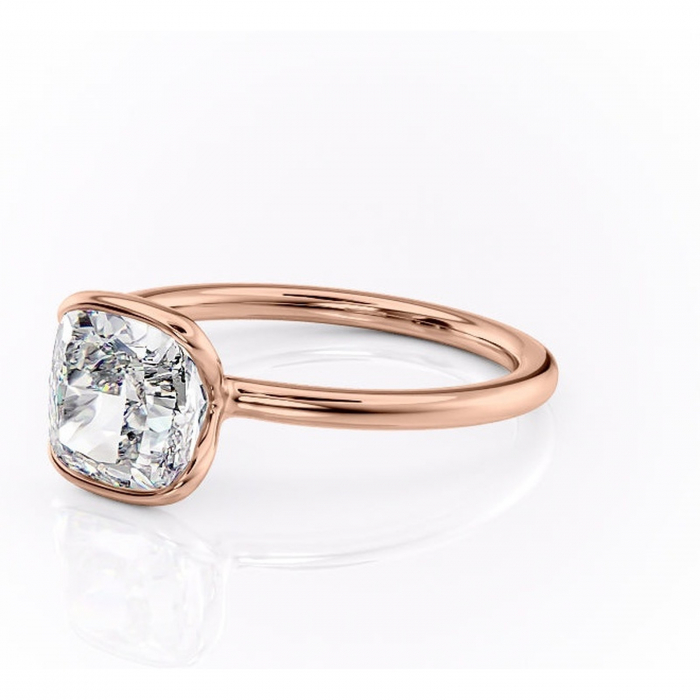 Inel de logodnă Alouette din aur Rose 18kt cu moissanite tăietură pernă – Solitar rafinată pentru profil mediu | Personalizează și configurează gratuit online [7]