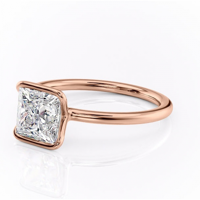 Inel de logodnă Alouette din aur Rose 14kt cu moissanite tăietură princess – Solitar rafinată pentru profil mediu | Personalizează și configurează gratuit online [7]