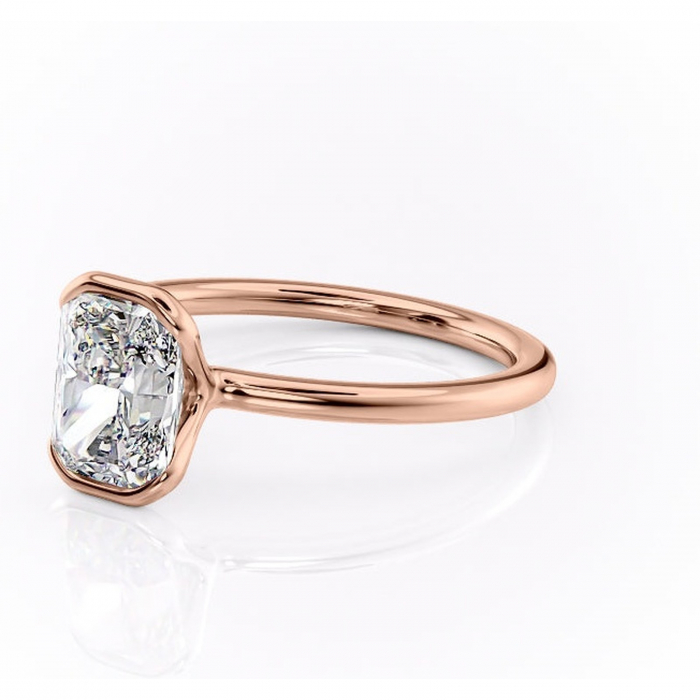 Inel de logodnă Alouette din aur Rose 14kt cu moissanite tăietură radiantă – Solitar rafinată pentru profil mediu | Personalizează și configurează gratuit online [7]