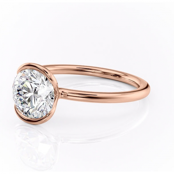 Inel de logodnă Alouette din aur Rose 14kt cu moissanite tăietură rotundă – Solitar rafinată pentru profil mediu | Personalizează și configurează gratuit online [7]