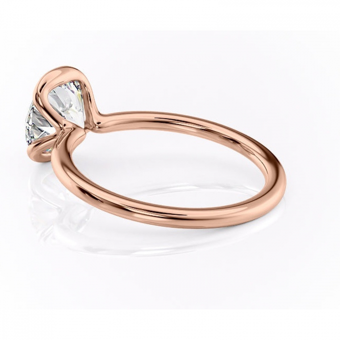 Inel de logodnă Alouette din aur Rose 14kt cu moissanite tăietură rotundă – Solitar rafinată pentru profil mediu | Personalizează și configurează gratuit online [5]