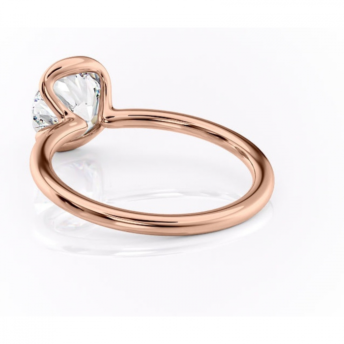 Inel de logodnă Alouette din aur Rose 14kt cu moissanite tăietură rotundă – Solitar rafinată pentru profil mediu | Personalizează și configurează gratuit online [4]