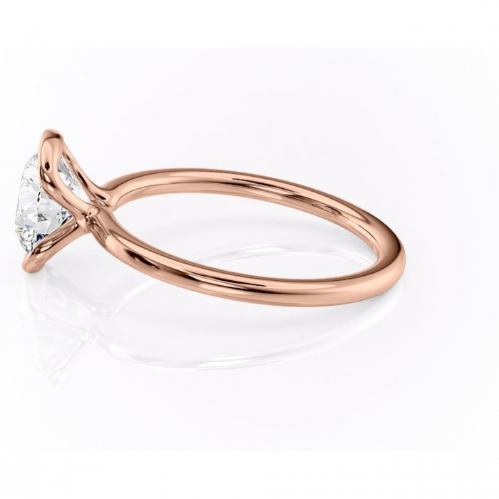 Inel de logodnă Alouette din aur Rose 14kt cu moissanite tăietură rotundă – Solitar rafinată pentru profil mediu | Personalizează și configurează gratuit online [6]