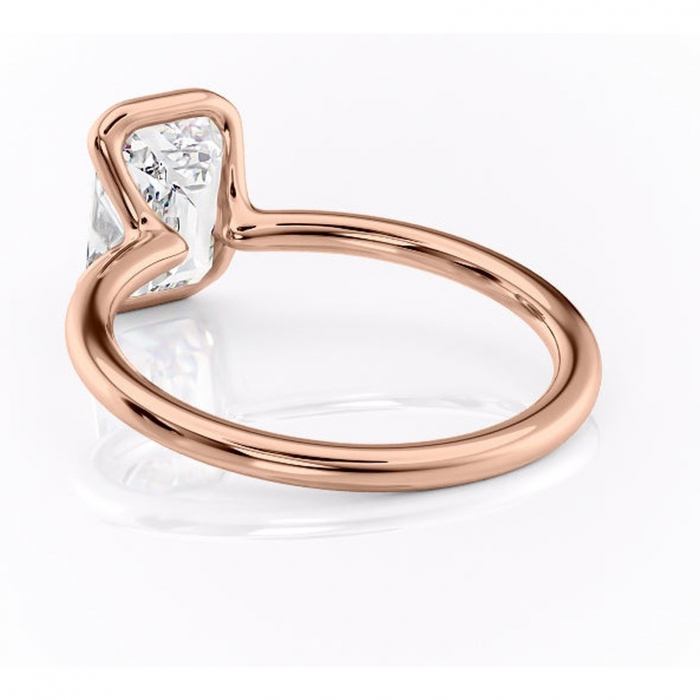 Inel de logodnă Alouette din aur Rose 18kt cu moissanite tăietură smarald – Solitar rafinată pentru profil mediu | Personalizează și configurează gratuit online [4]