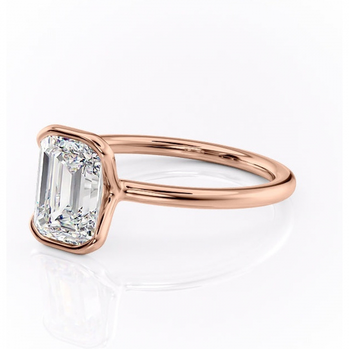 Inel de logodnă Alouette din aur Rose 18kt cu moissanite tăietură smarald – Solitar rafinată pentru profil mediu | Personalizează și configurează gratuit online [7]