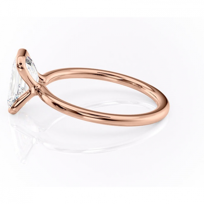 Inel de logodnă Alouette din aur Rose 18kt cu moissanite tăietură smarald – Solitar rafinată pentru profil mediu | Personalizează și configurează gratuit online [6]