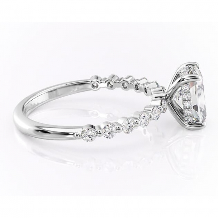 Inel de logodnă Amara din aur Alb 14kt cu moissanite tăietură asscher – Pietre laterale rafinată pentru profil înalt | Personalizează și configurează gratuit online [2]