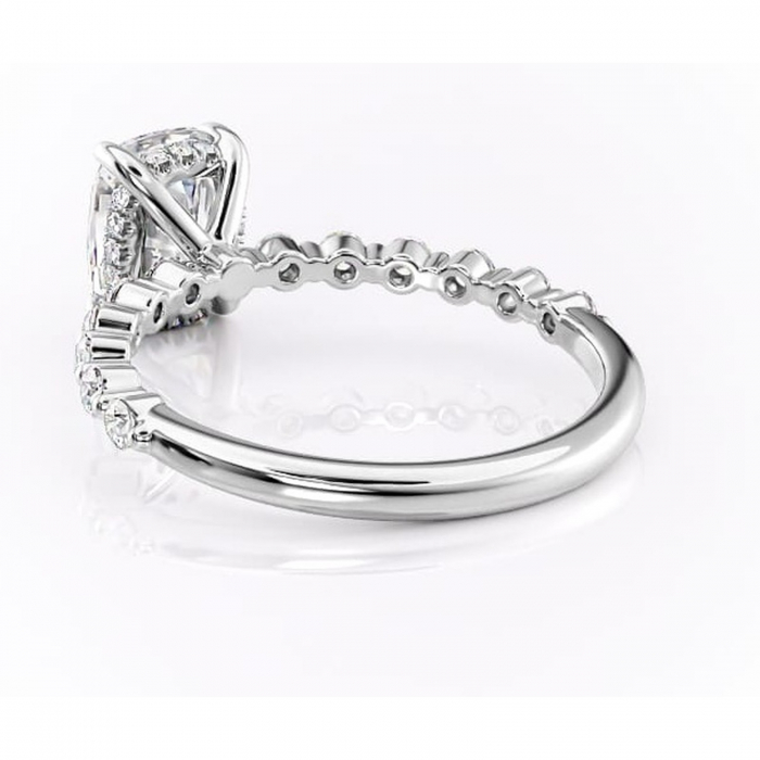 Inel de logodnă Amara din aur Alb 14kt cu moissanite tăietură asscher – Pietre laterale rafinată pentru profil înalt | Personalizează și configurează gratuit online [4]