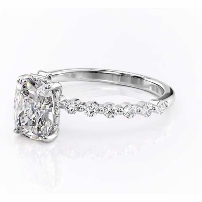 Inel de logodnă Amara din aur Alb 14kt cu moissanite tăietură asscher – Pietre laterale rafinată pentru profil înalt | Personalizează și configurează gratuit online [7]