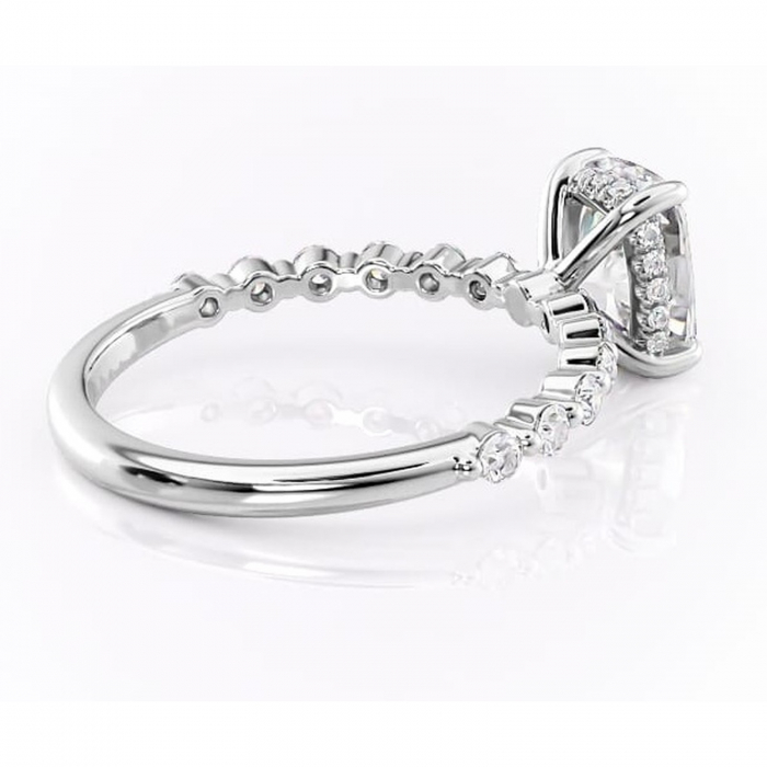 Inel de logodnă Amara din aur Alb 14kt cu moissanite tăietură asscher – Pietre laterale rafinată pentru profil înalt | Personalizează și configurează gratuit online [3]