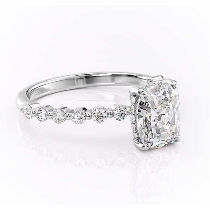 Inel de logodnă Amara din aur Alb 14kt cu moissanite tăietură asscher – Pietre laterale rafinată pentru profil înalt | Personalizează și configurează gratuit online [1]