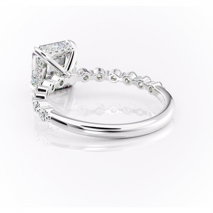 Inel de logodnă Amara din aur Alb 14kt cu moissanite tăietură asscher – Pietre laterale rafinată pentru profil înalt | Personalizează și configurează gratuit online [4]
