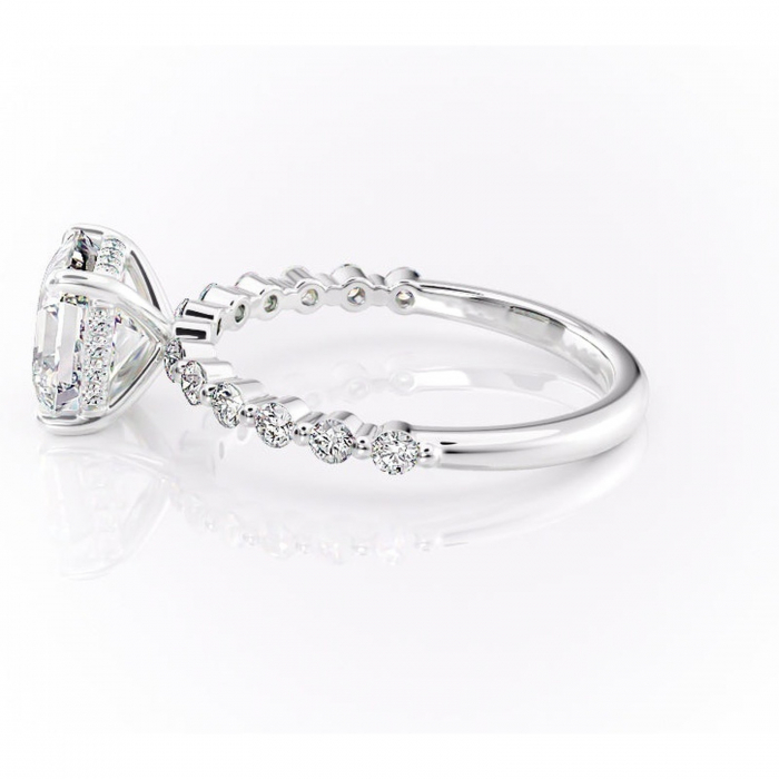 Inel de logodnă Amara din aur Alb 14kt cu moissanite tăietură asscher – Pietre laterale rafinată pentru profil înalt | Personalizează și configurează gratuit online [6]
