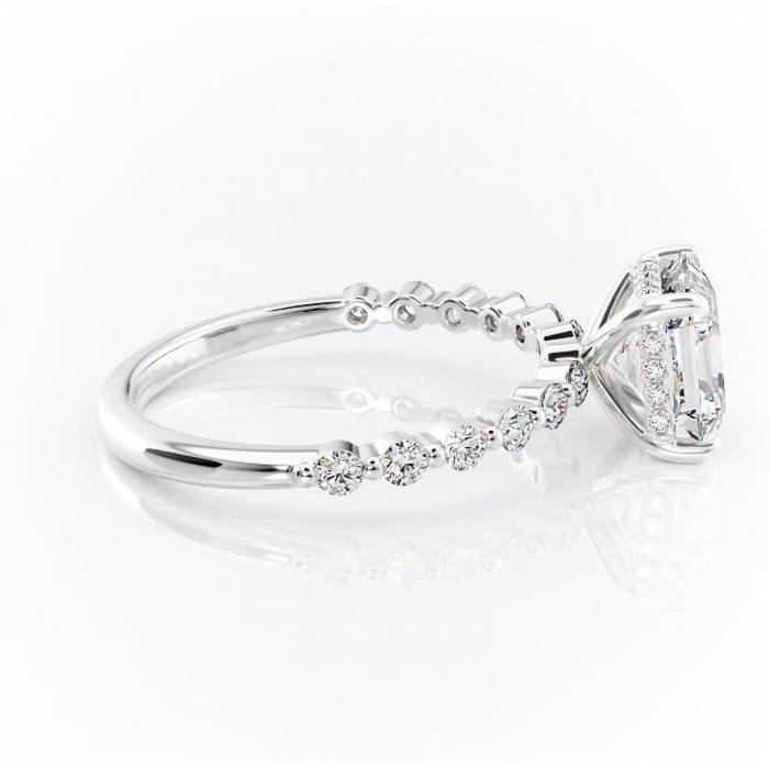 Inel de logodnă Amara din aur Alb 14kt cu moissanite tăietură asscher – Pietre laterale rafinată pentru profil înalt | Personalizează și configurează gratuit online [2]