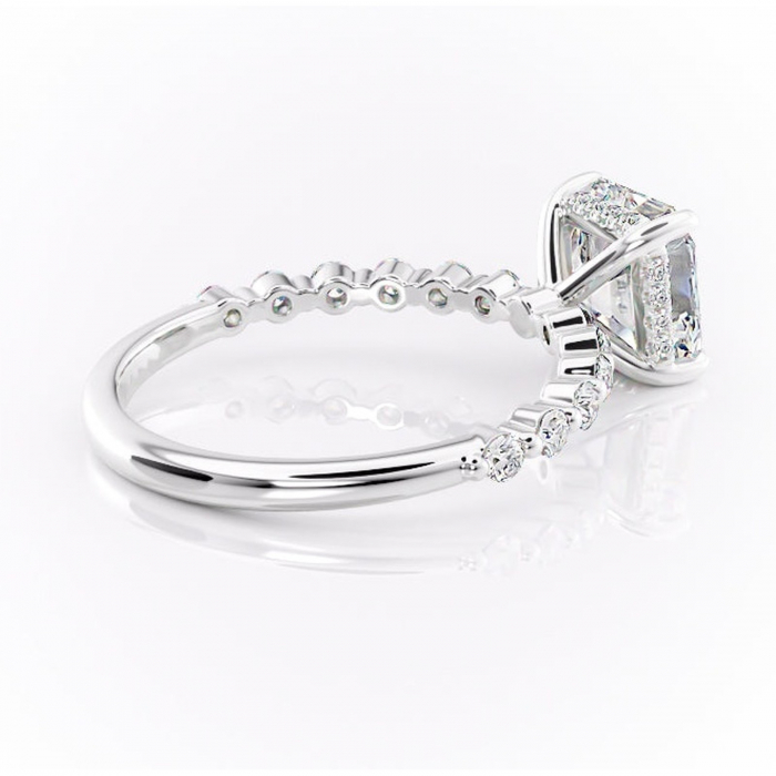 Inel de logodnă Amara din aur Alb 14kt cu moissanite tăietură asscher – Pietre laterale rafinată pentru profil înalt | Personalizează și configurează gratuit online [3]