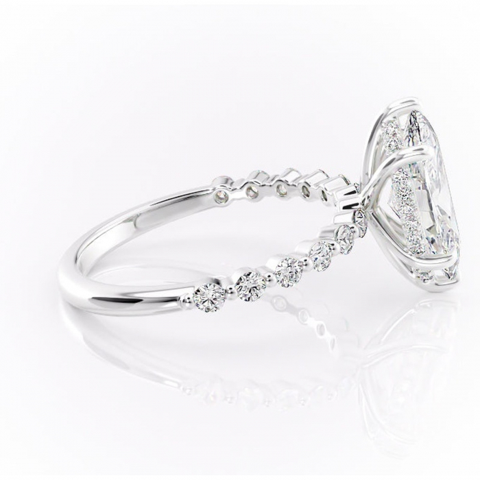 Inel de logodnă Amara din aur Alb 14kt cu moissanite tăietură marquise – Pietre laterale rafinată pentru profil înalt | Personalizează și configurează gratuit online [2]