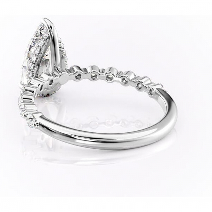 Inel de logodnă Amara din aur Alb 18kt cu moissanite tăietură pară – Pietre laterale rafinată pentru profil înalt | Personalizează și configurează gratuit online [4]