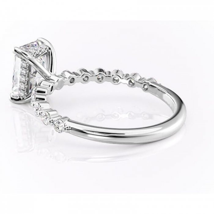 Inel de logodnă Amara din aur Alb 14kt cu moissanite tăietură radiantă – Pietre laterale rafinată pentru profil înalt | Personalizează și configurează gratuit online [5]