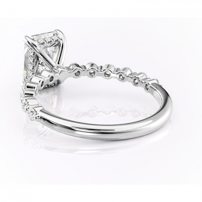 Inel de logodnă Amara din aur Alb 14kt cu moissanite tăietură radiantă – Pietre laterale rafinată pentru profil înalt | Personalizează și configurează gratuit online [4]