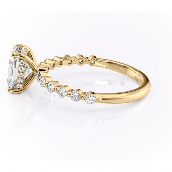 Inel de logodnă Amara din aur Galben 14kt cu moissanite tăietură asscher – Pietre laterale rafinată pentru profil înalt | Personalizează și configurează gratuit online [6]