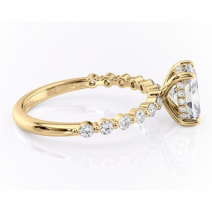 Inel de logodnă Amara din aur Galben 14kt cu moissanite tăietură asscher – Pietre laterale rafinată pentru profil înalt | Personalizează și configurează gratuit online [2]