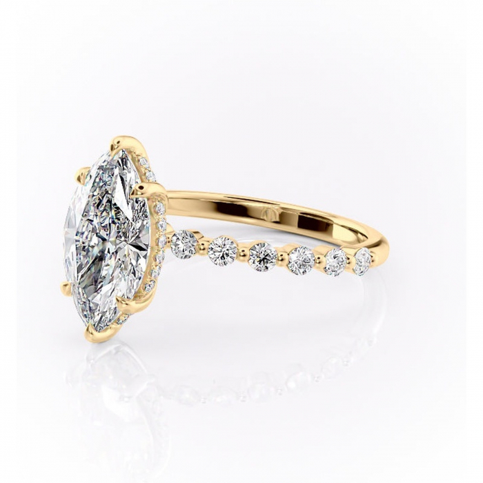 Inel de logodnă Amara din aur Galben 14kt cu moissanite tăietură marquise – Pietre laterale rafinată pentru profil înalt | Personalizează și configurează gratuit online [7]