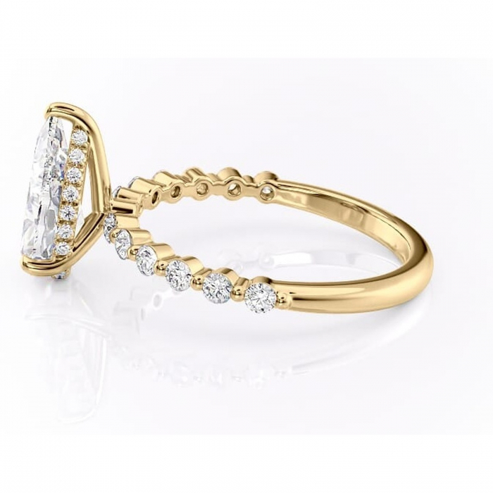 Inel de logodnă Amara din aur Galben 14kt cu moissanite tăietură pară – Pietre laterale rafinată pentru profil înalt | Personalizează și configurează gratuit online [6]