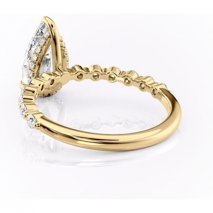Inel de logodnă Amara din aur Galben 14kt cu moissanite tăietură pară – Pietre laterale rafinată pentru profil înalt | Personalizează și configurează gratuit online [4]