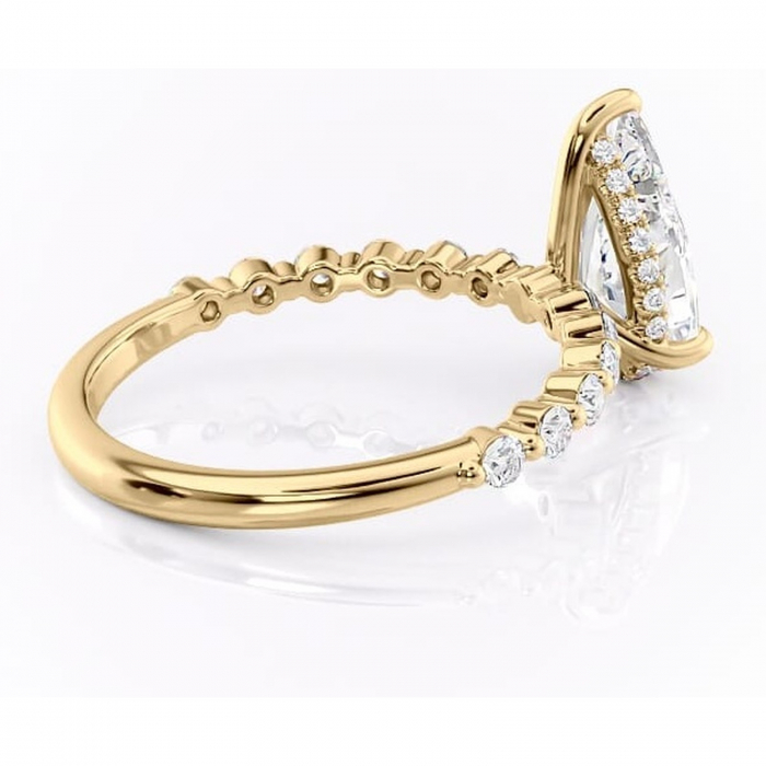 Inel de logodnă Amara din aur Galben 14kt cu moissanite tăietură pară – Pietre laterale rafinată pentru profil înalt | Personalizează și configurează gratuit online [3]