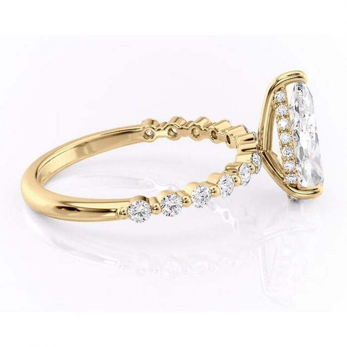 Inel de logodnă Amara din aur Galben 14kt cu moissanite tăietură pară – Pietre laterale rafinată pentru profil înalt | Personalizează și configurează gratuit online [2]