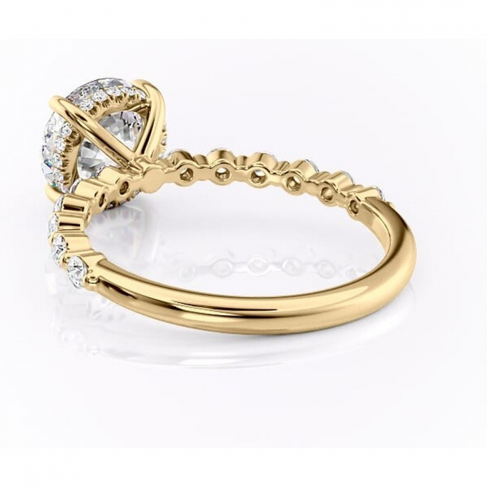 Inel de logodnă Amara din aur Galben 14kt cu moissanite tăietură rotundă – Pietre laterale rafinată pentru profil înalt | Personalizează și configurează gratuit online [4]