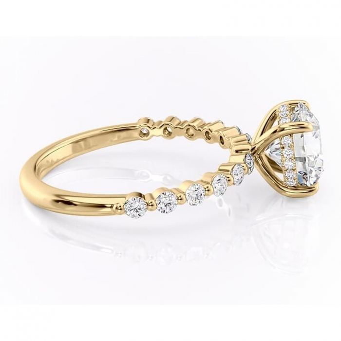 Inel de logodnă Amara din aur Galben 14kt cu moissanite tăietură rotundă – Pietre laterale rafinată pentru profil înalt | Personalizează și configurează gratuit online [2]