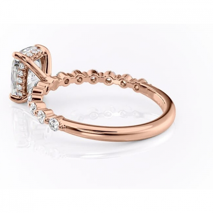 Inel de logodnă Amara din aur Rose 14kt cu moissanite tăietură asscher – Pietre laterale rafinată pentru profil înalt | Personalizează și configurează gratuit online [5]