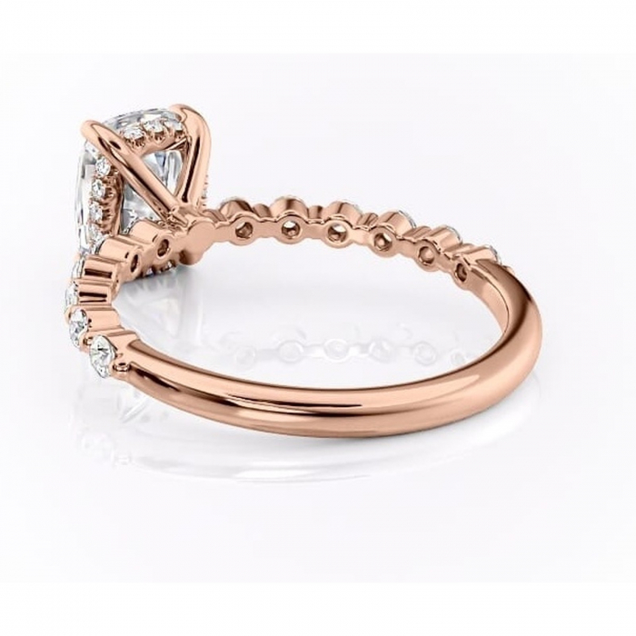 Inel de logodnă Amara din aur Rose 14kt cu moissanite tăietură asscher – Pietre laterale rafinată pentru profil înalt | Personalizează și configurează gratuit online [4]