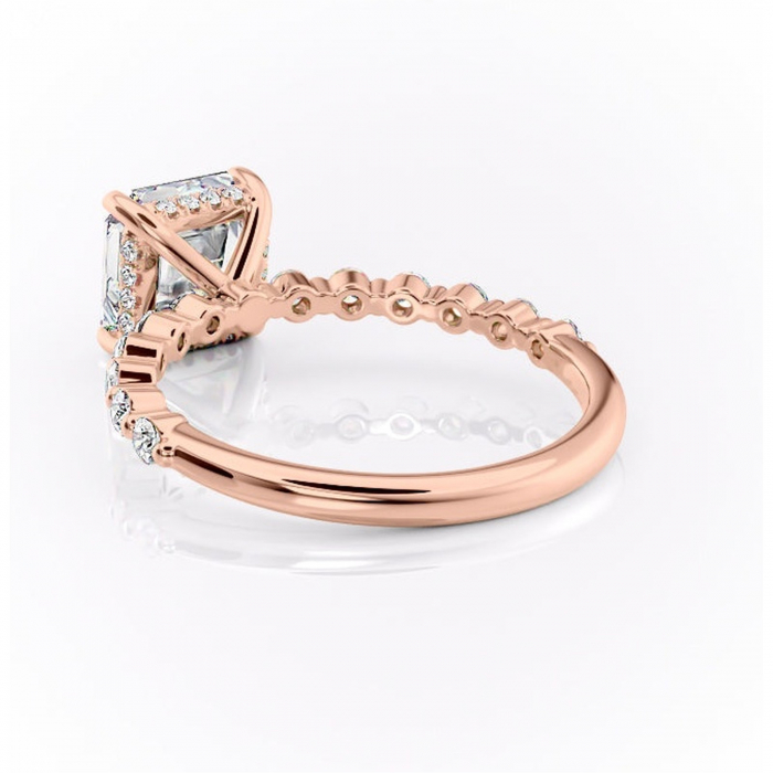 Inel de logodnă Amara din aur Rose 14kt cu moissanite tăietură asscher – Pietre laterale rafinată pentru profil înalt | Personalizează și configurează gratuit online [4]