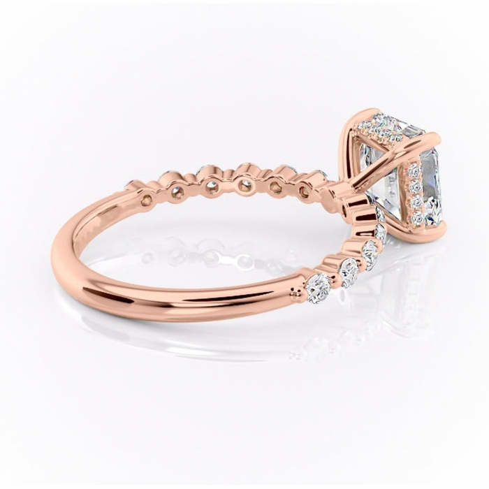Inel de logodnă Amara din aur Rose 14kt cu moissanite tăietură asscher – Pietre laterale rafinată pentru profil înalt | Personalizează și configurează gratuit online [3]