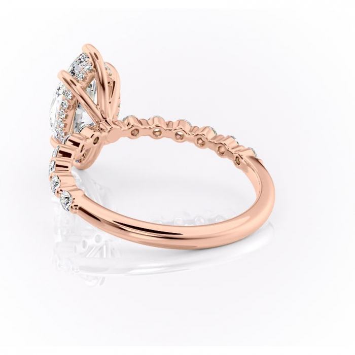 Inel de logodnă Amara din aur Rose 14kt cu moissanite tăietură marquise – Pietre laterale rafinată pentru profil înalt | Personalizează și configurează gratuit online [4]