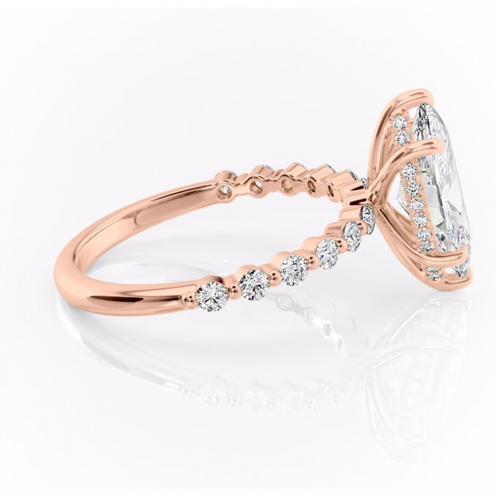 Inel de logodnă Amara din aur Rose 14kt cu moissanite tăietură marquise – Pietre laterale rafinată pentru profil înalt | Personalizează și configurează gratuit online [2]