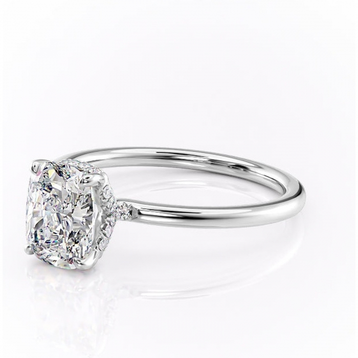 Inel de logodnă Amethyst din aur Alb 14kt cu moissanite tăietură asscher – Solitar rafinată pentru profil înalt | Personalizează și configurează gratuit online [7]