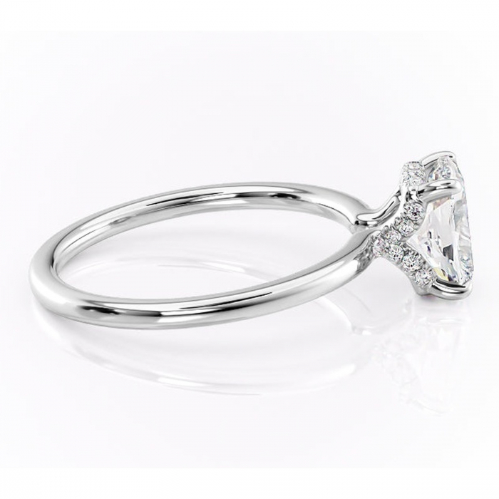 Inel de logodnă Amethyst din aur Alb 14kt cu moissanite tăietură asscher – Solitar rafinată pentru profil înalt | Personalizează și configurează gratuit online [2]