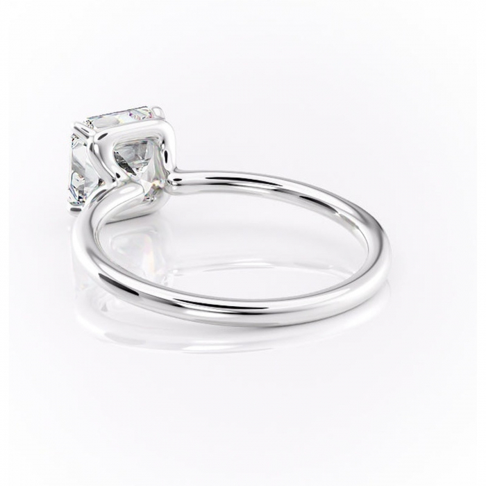 Inel de logodnă Amethyst din aur Alb 14kt cu moissanite tăietură asscher – Solitar rafinată pentru profil înalt | Personalizează și configurează gratuit online [4]