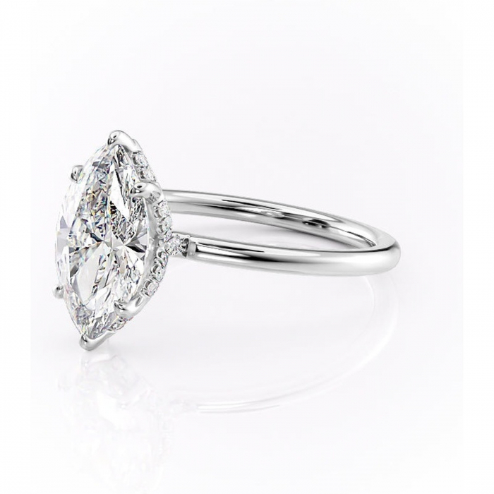 Inel de logodnă Amethyst din aur Alb 14kt cu moissanite tăietură marquise – Solitar rafinată pentru profil înalt | Personalizează și configurează gratuit online [7]