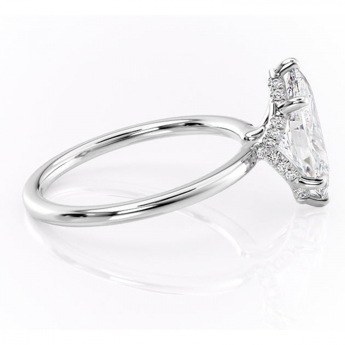 Inel de logodnă Amethyst din aur Alb 14kt cu moissanite tăietură marquise – Solitar rafinată pentru profil înalt | Personalizează și configurează gratuit online [2]