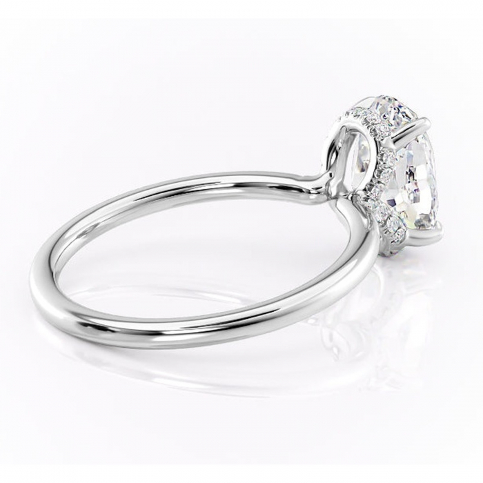 Inel de logodnă Amethyst din aur Alb 14kt cu moissanite tăietură ovală – Solitar rafinată pentru profil înalt | Personalizează și configurează gratuit online [3]