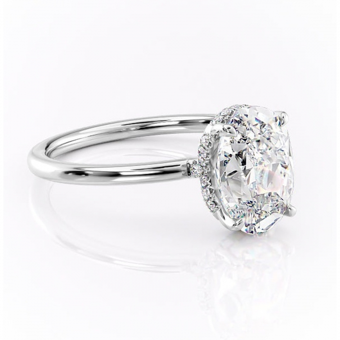 Inel de logodnă Amethyst din aur Alb 14kt cu moissanite tăietură ovală – Solitar rafinată pentru profil înalt | Personalizează și configurează gratuit online [1]