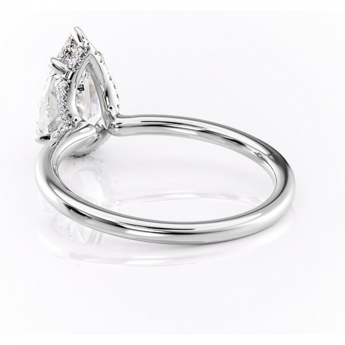 Inel de logodnă Amethyst din aur Alb 18kt cu moissanite tăietură pară – Solitar rafinată pentru profil înalt | Personalizează și configurează gratuit online [4]