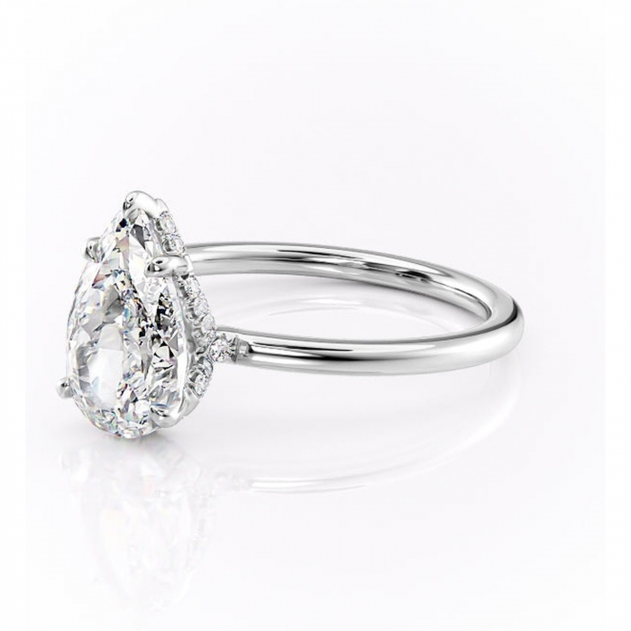 Inel de logodnă Amethyst din aur Alb 18kt cu moissanite tăietură pară – Solitar rafinată pentru profil înalt | Personalizează și configurează gratuit online [7]